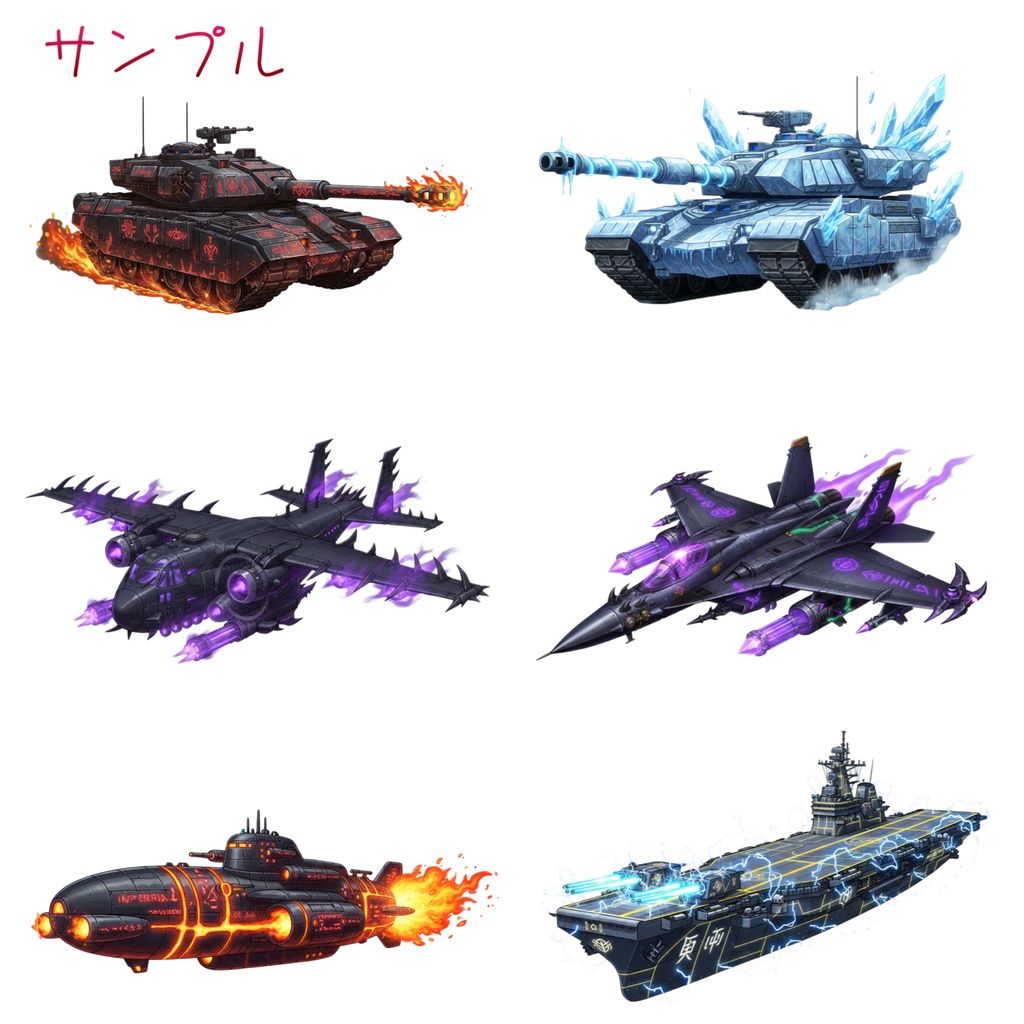 自衛隊風キャラクターセット(67種)乗り物(40種)