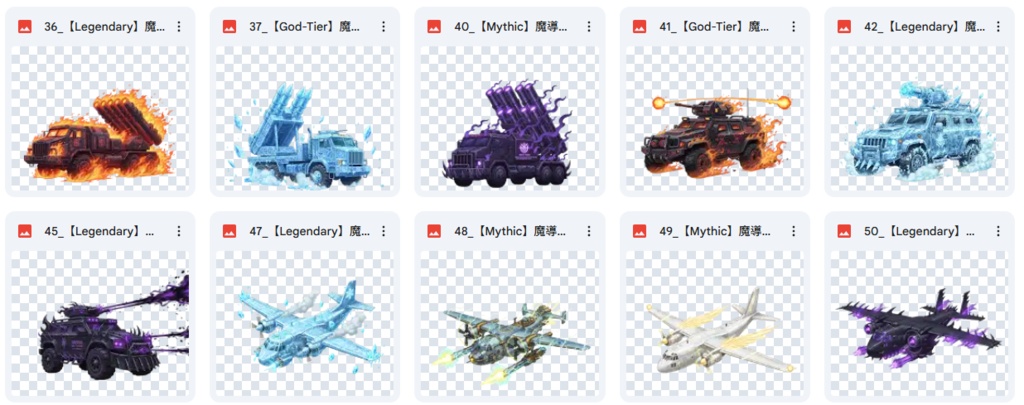 自衛隊風キャラクターセット(67種)乗り物(40種)