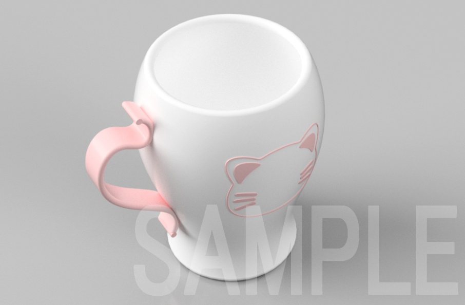ねこティーカップ【3D】【無料です】【クリップスタジオ素材】