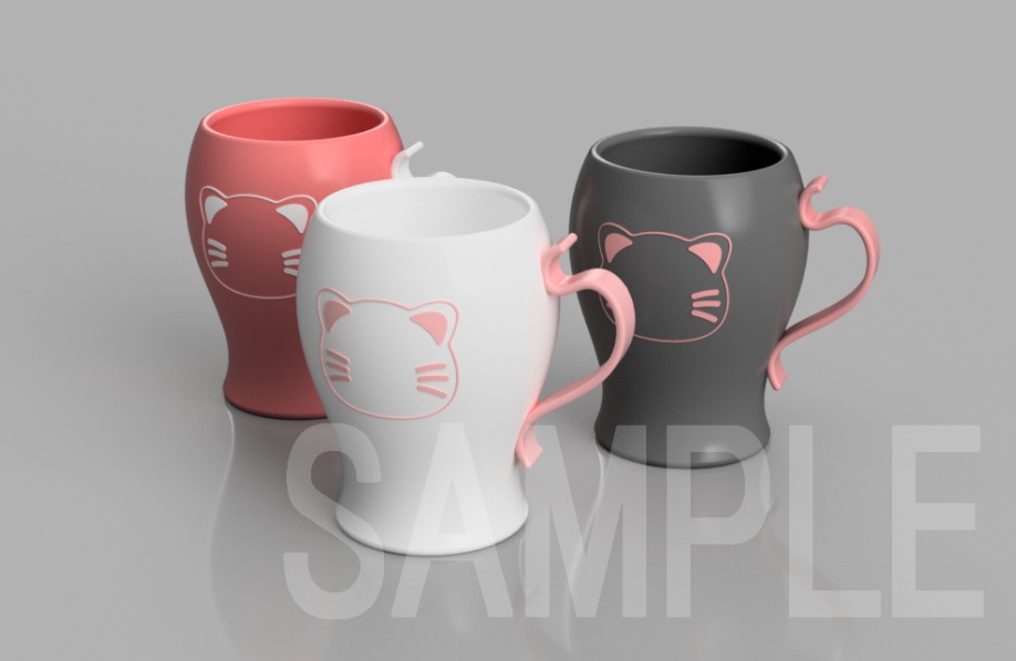 ねこティーカップ【3D】【無料です】【クリップスタジオ素材】