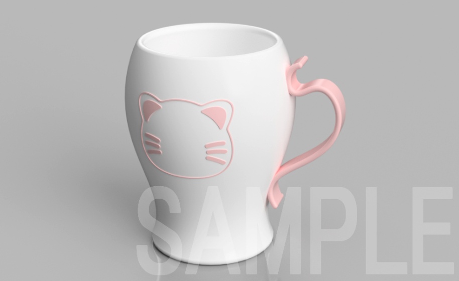 ねこティーカップ【3D】【無料です】【クリップスタジオ素材】