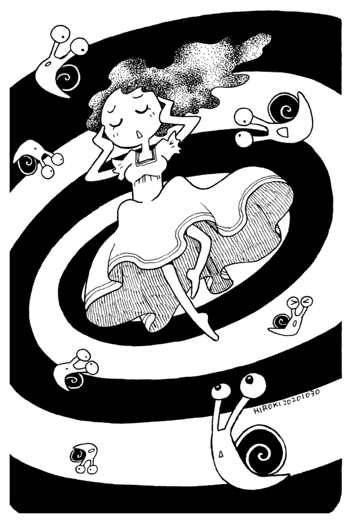 【ペン画イラスト原画】「眩暈」【ハガキ】