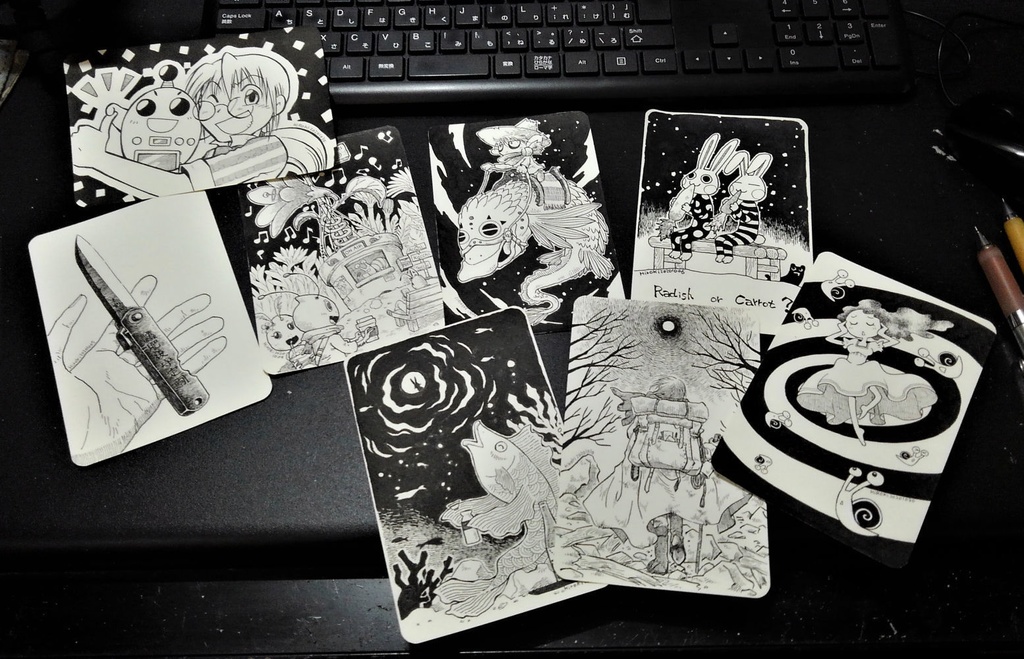 【ペン画イラスト原画】「刃」【ハガキ】