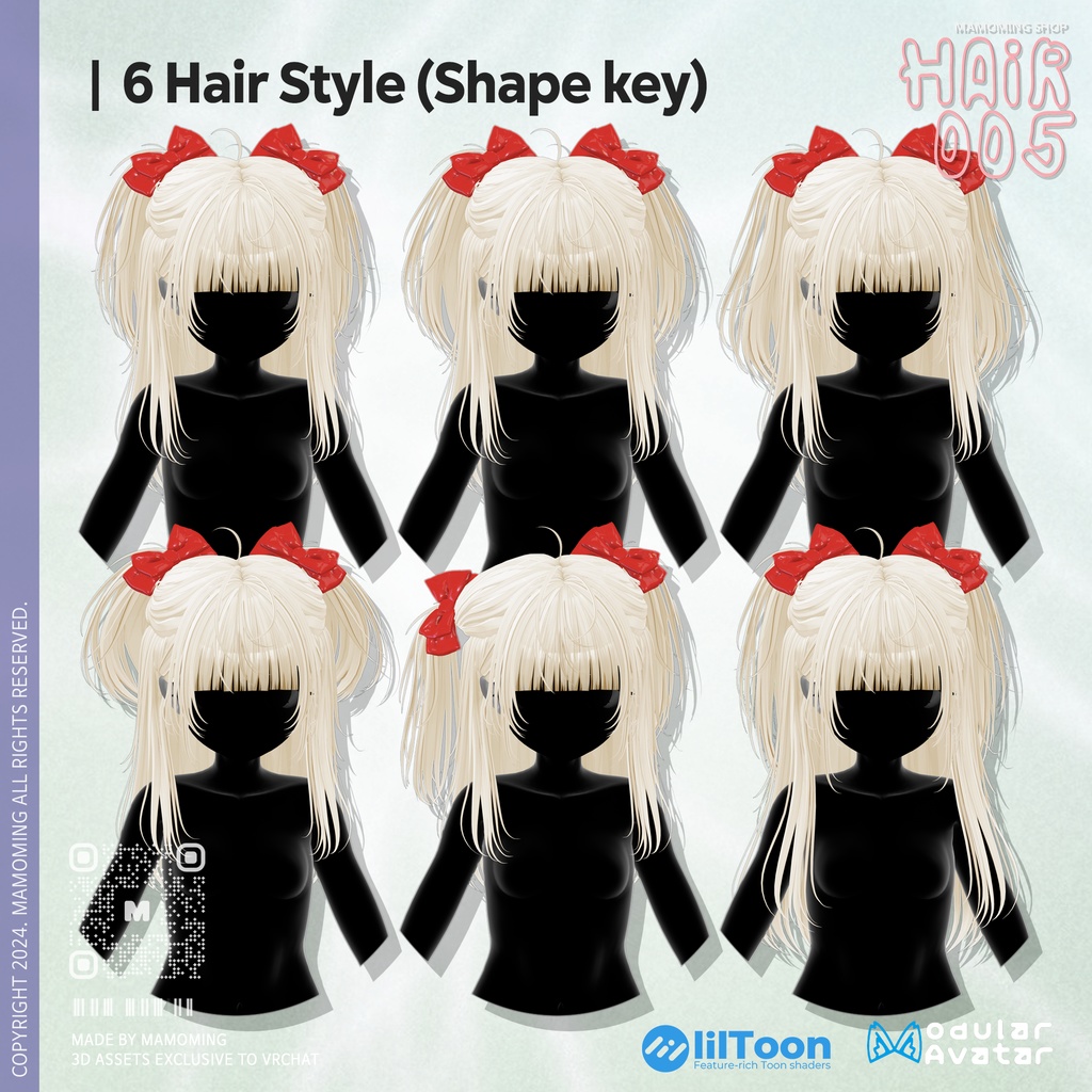 ❰Hair❱ 9アバター対応 Hair_005 Twin half up hair