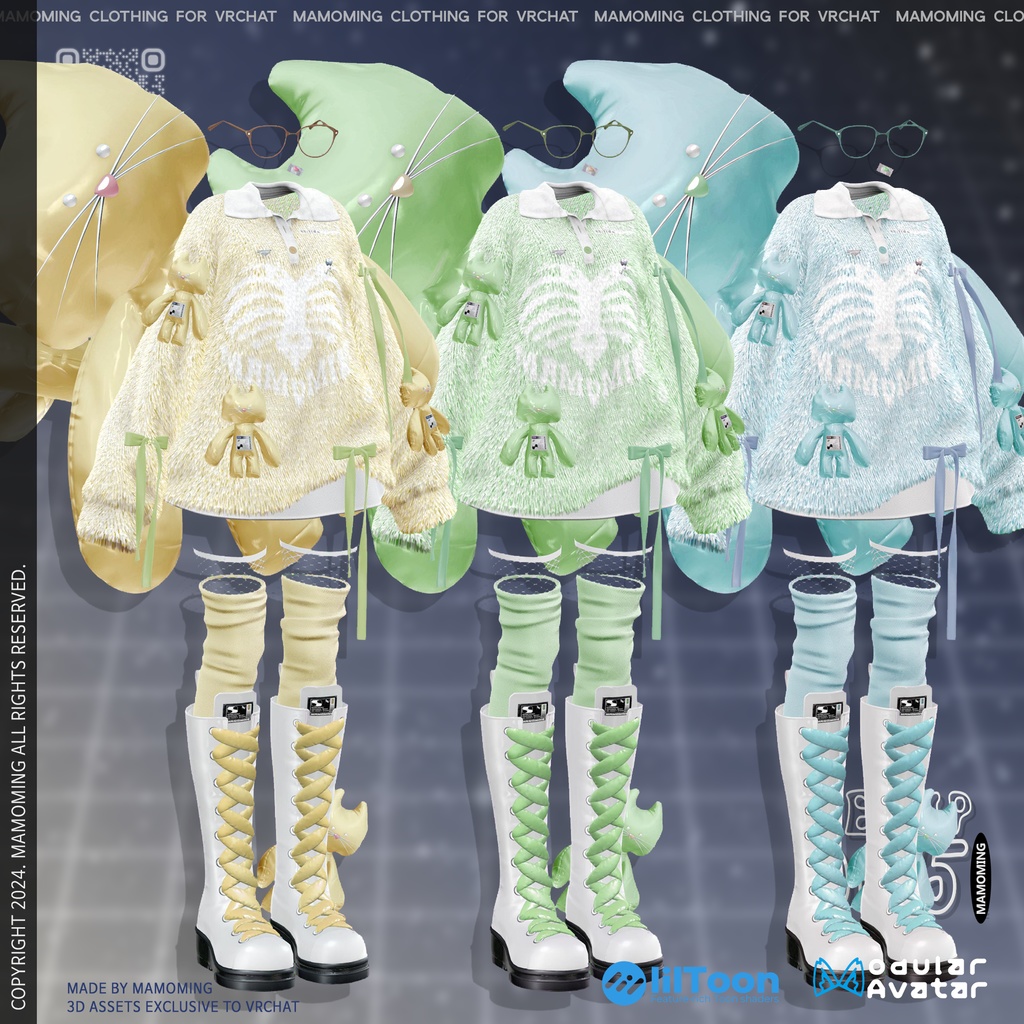 ❰Setup❱ 9アバター対応 Set_005 Big cat Collar knit setup