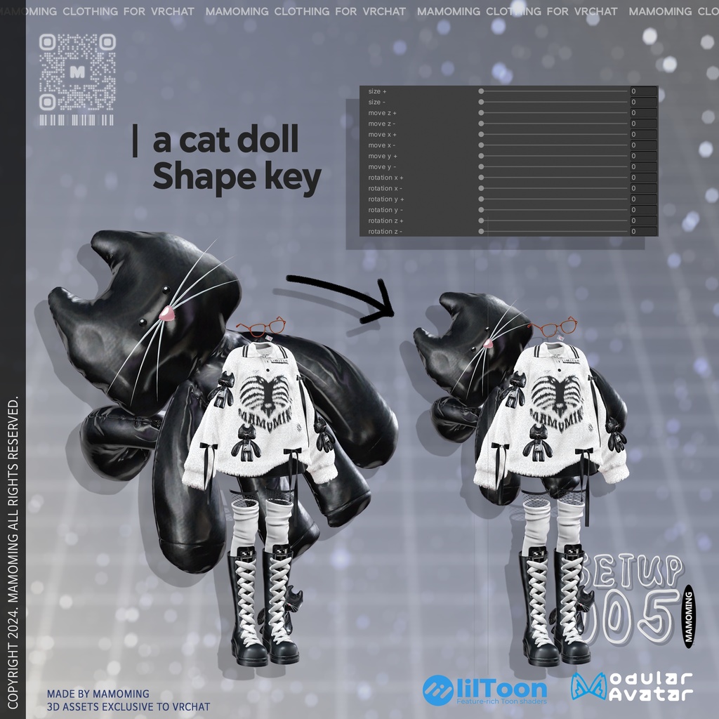 ❰Setup❱ 9アバター対応 Set_005 Big cat Collar knit setup