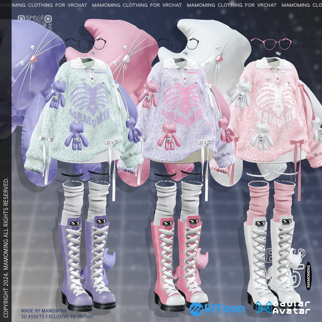 ❰Setup❱ 9アバター対応 Set_005 Big cat Collar knit setup