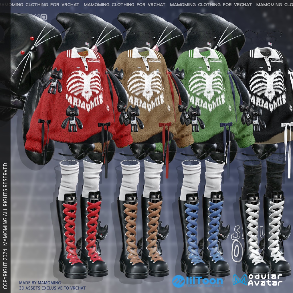 ❰Setup❱ 9アバター対応 Set_005 Big cat Collar knit setup