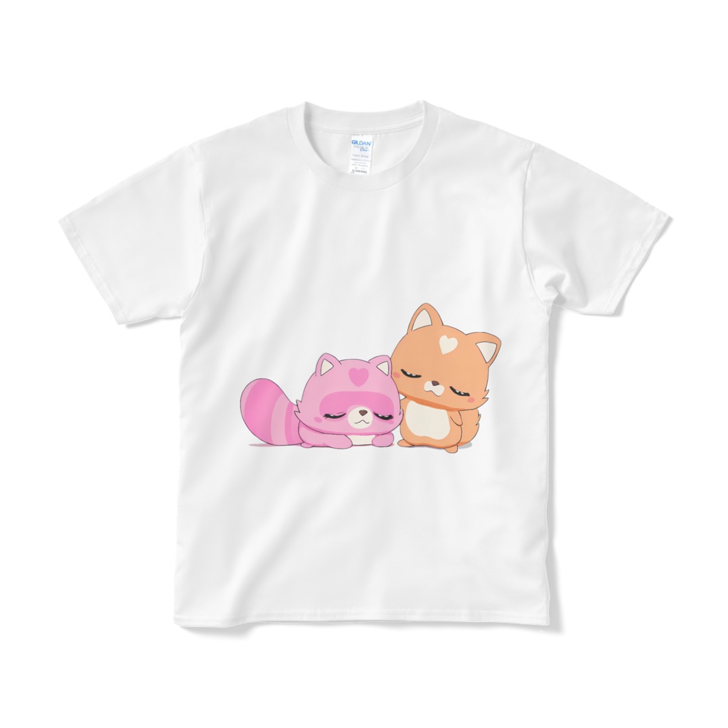 🎀 レトロ魔法少女 Tシャツ タヌタヌ&ツネツネ おねむ 🎀