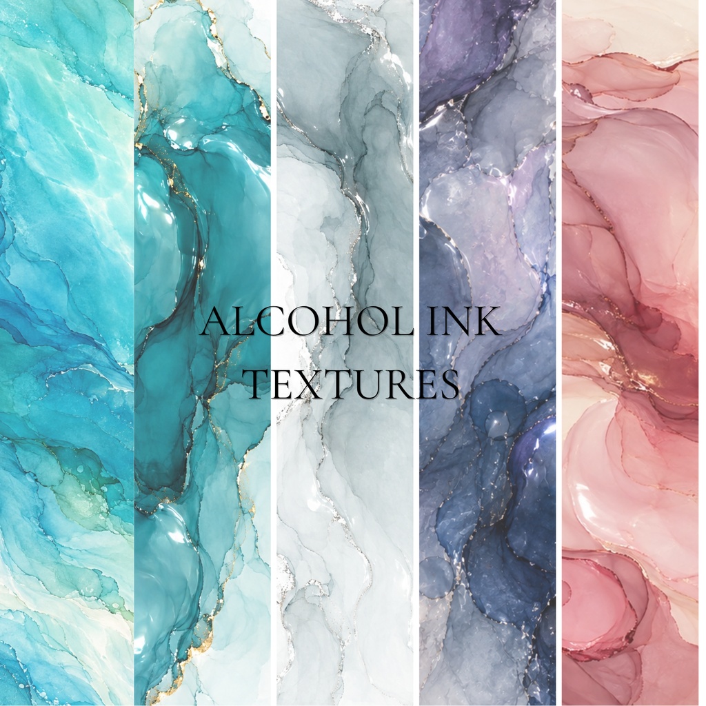 ALCOHOL INK TEXTURES｜アルコールインクテクスチャ素材 12枚【A4横・PNG】