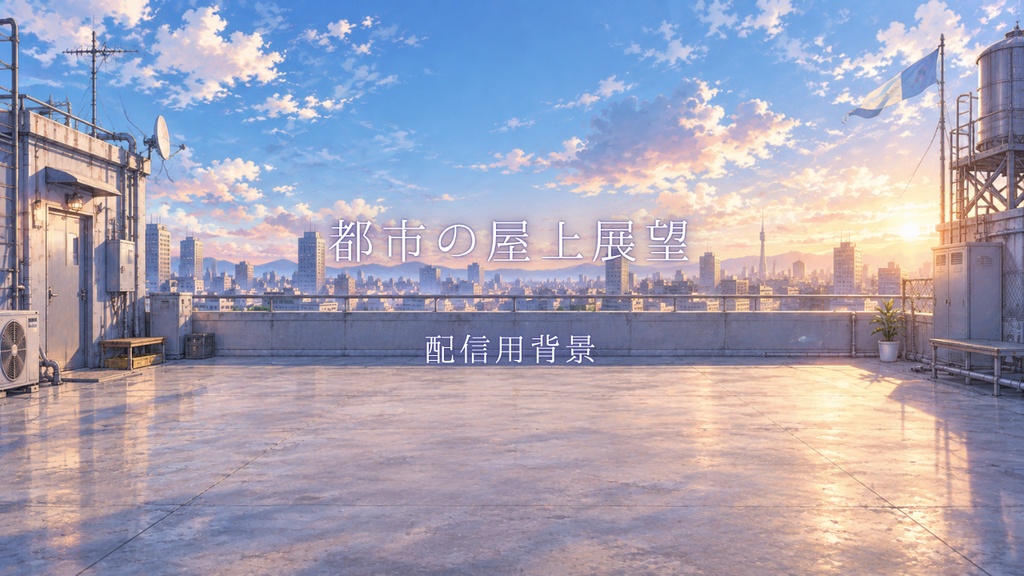 【動く配信用背景３種】都市の屋上展望 │ 動く背景３枚+静止画８枚