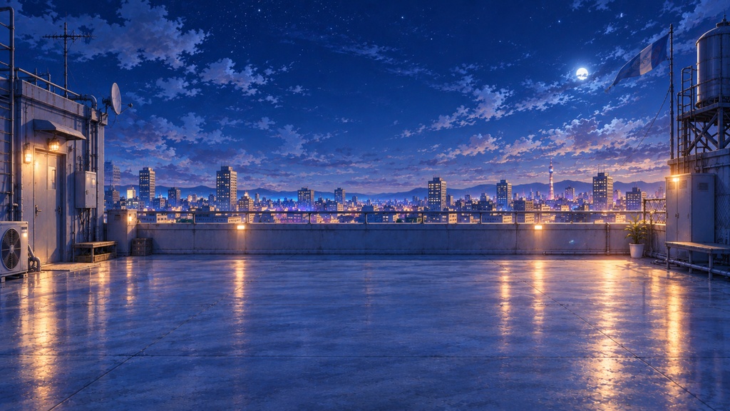 【動く配信用背景3種】都市の屋上展望 │ 動く背景3枚+静止画8枚
