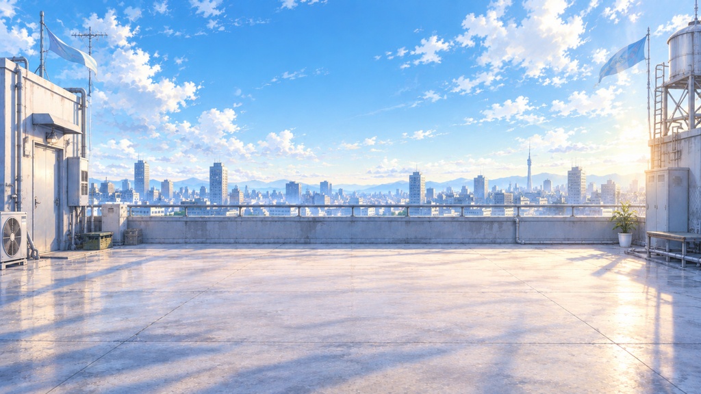 【動く配信用背景3種】都市の屋上展望 │ 動く背景3枚+静止画8枚