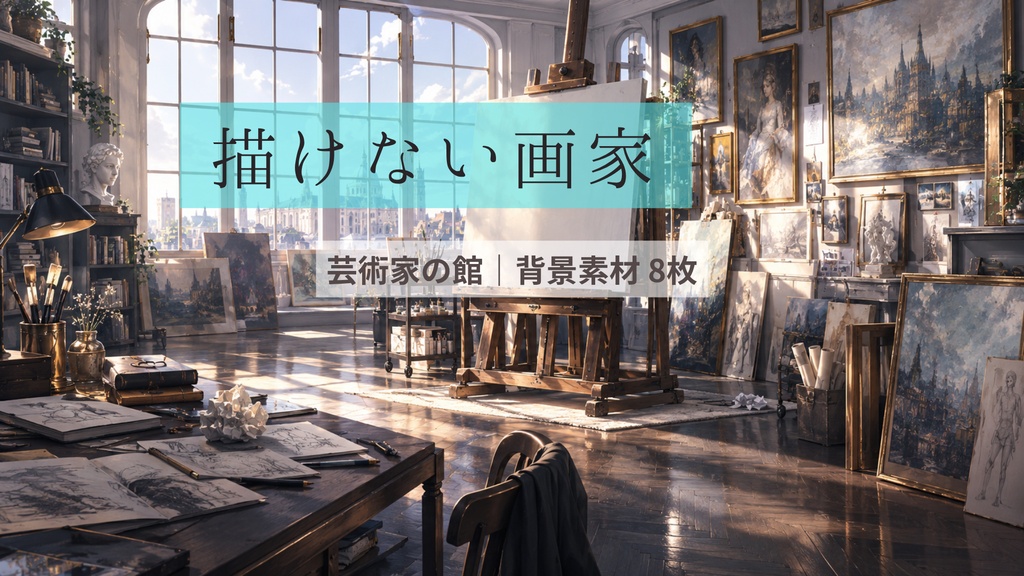 「描けない画家」― 芸術家の館|背景素材 8枚セット ココフォリア素材