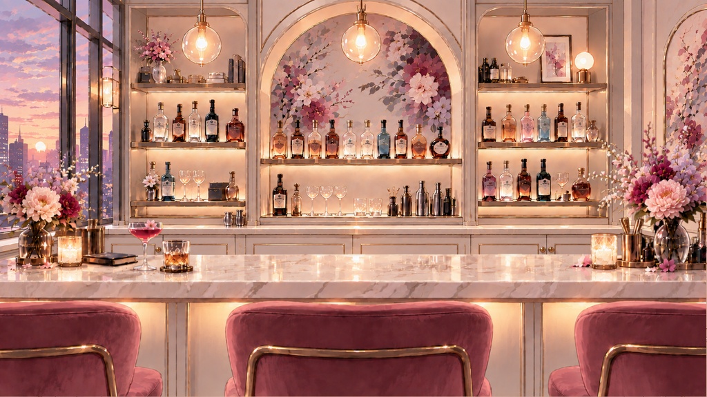 【配信背景・全4色】花宵のBAR|VTuber・配信素材|前景PNG付き