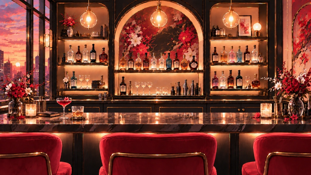 【配信背景・全4色】花宵のBAR|VTuber・配信素材|前景PNG付き