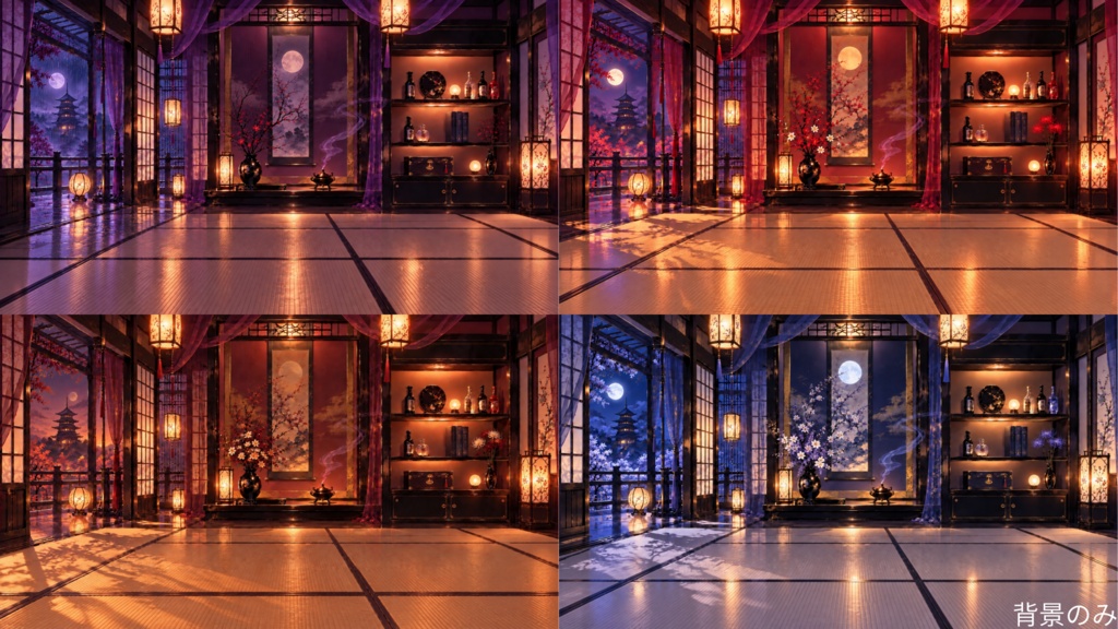 花灯の間|幻想和風 配信用動く背景・TRPG背景素材