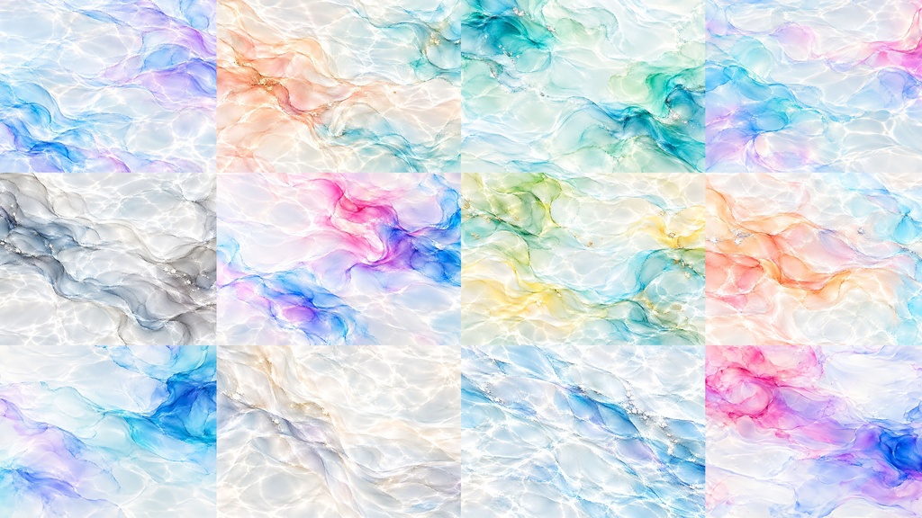 Liquid Color|アルコールインク風テクスチャ素材 12種セット