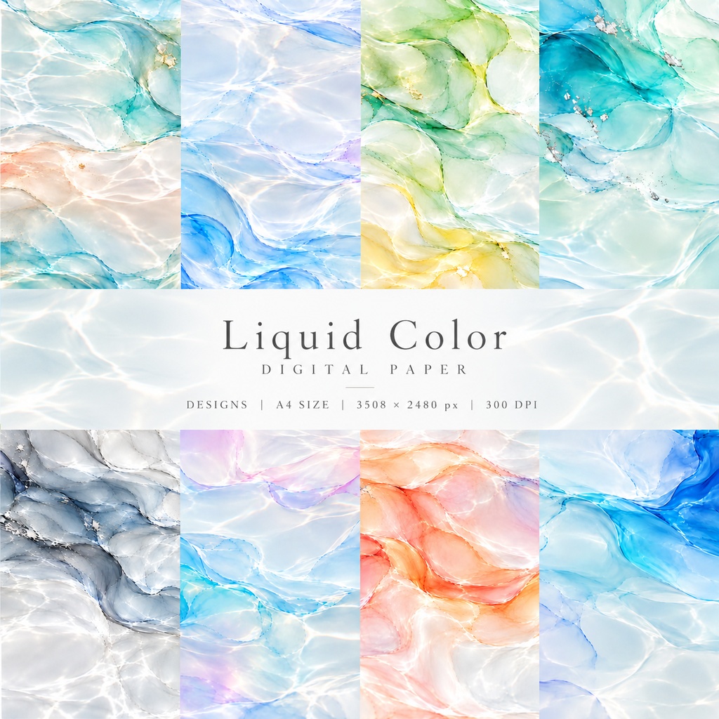 Liquid Color｜アルコールインク風テクスチャ素材 12種セット
