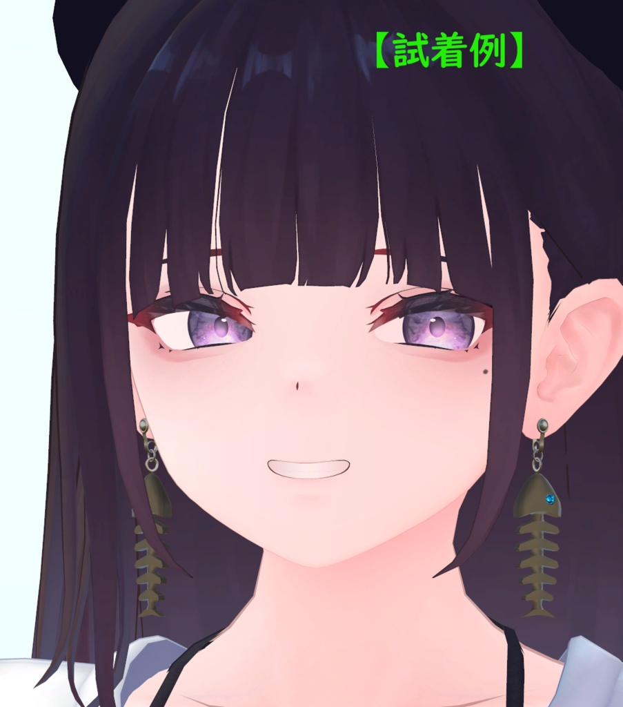 お魚の骨イヤリング、髪留めセット