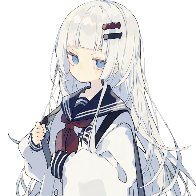 無料立ち絵01_白髪ぱっつん学生服