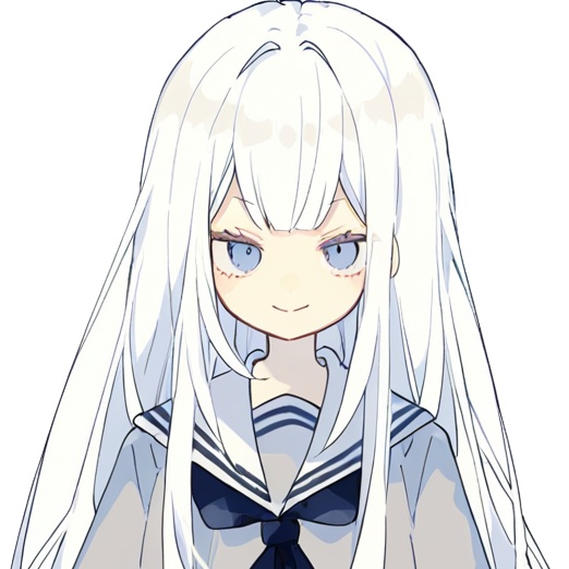 無料立ち絵04_白髪ロングヘアーの女の子