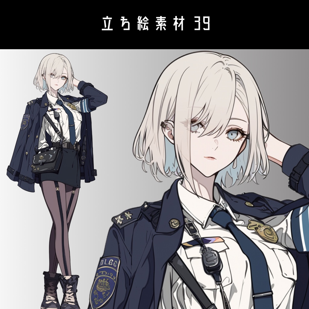 立ち絵素材39 白髪 警察官