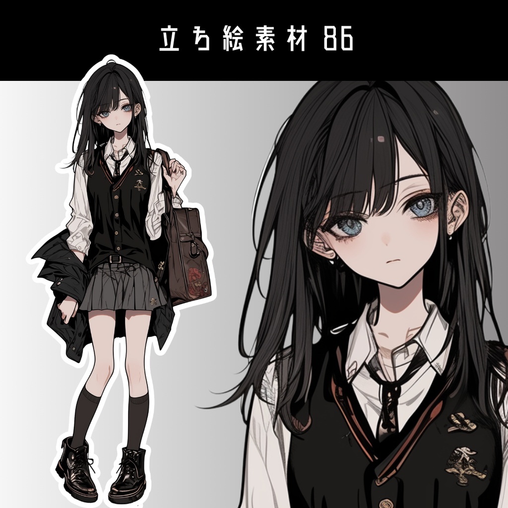 立ち絵素材86 学生服 女の子