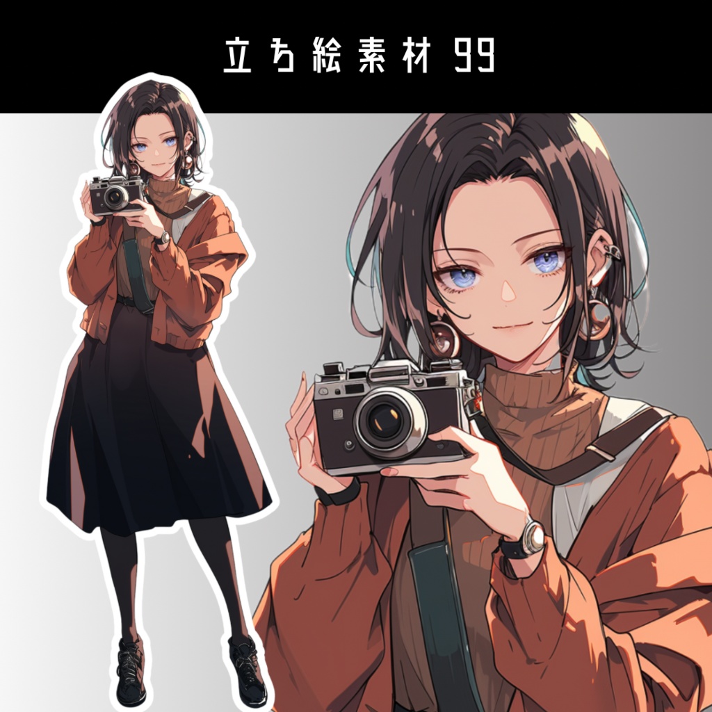 立ち絵素材99 記者 カメラマン