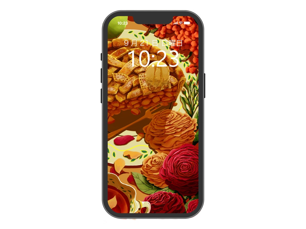 スマホ壁紙　「薔薇とアップルパイ」