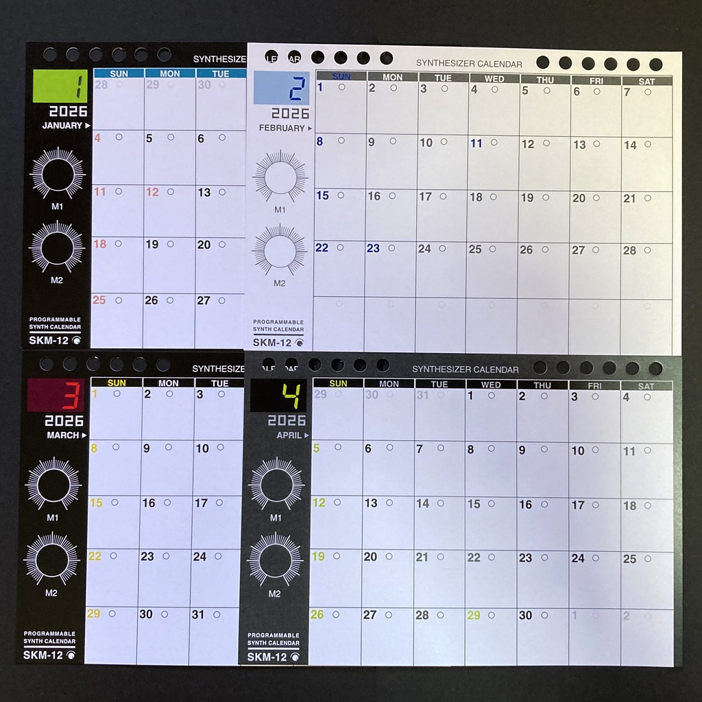 【2026年カレンダー】シンセカレンダー SKM-12 月ごとのシンセ 卓上・マグネット