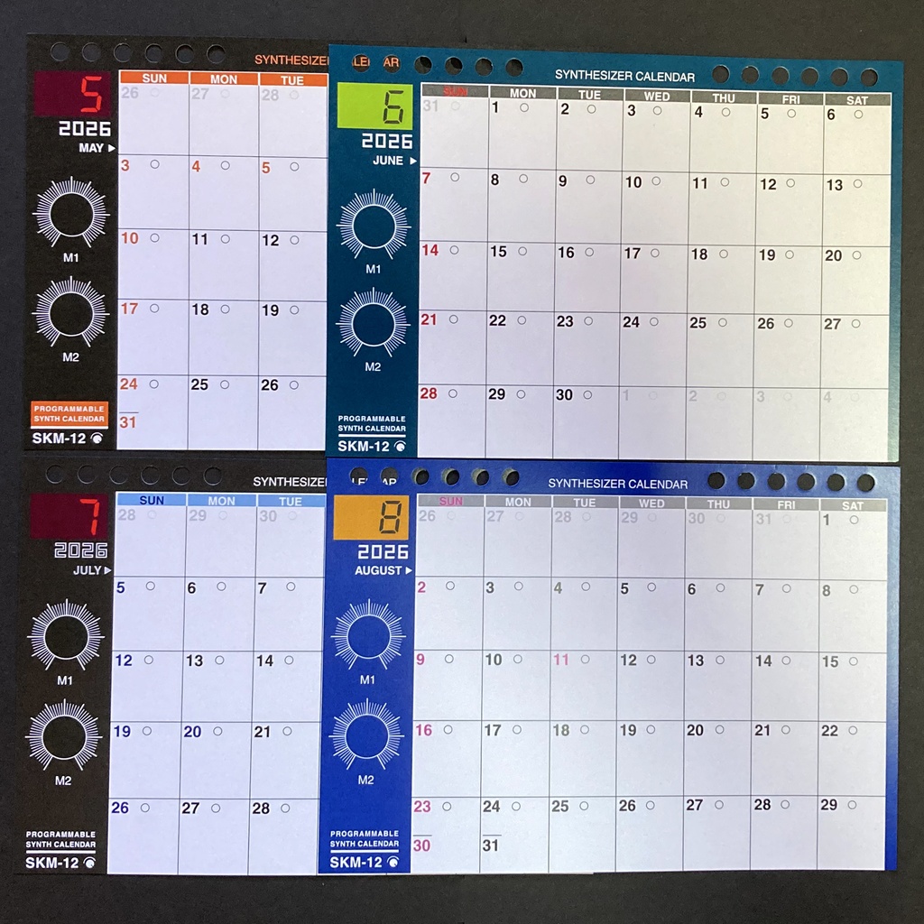 【2026年カレンダー】シンセカレンダー SKM-12 月ごとのシンセ 卓上・マグネット