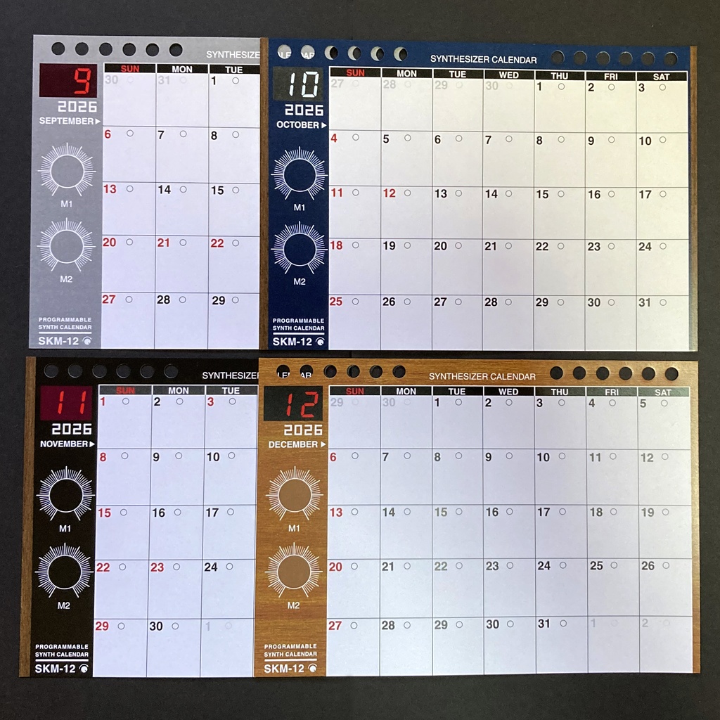 【2026年カレンダー】シンセカレンダー SKM-12 月ごとのシンセ 卓上・マグネット