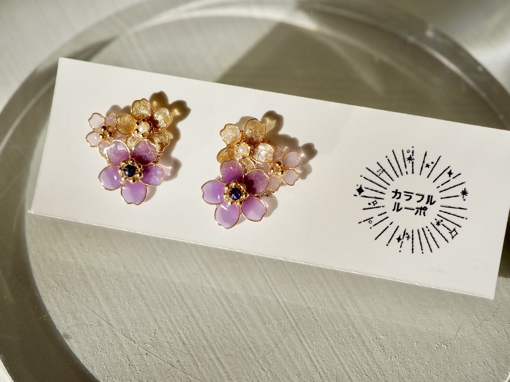 染め桜 ─満開─ 耳飾り