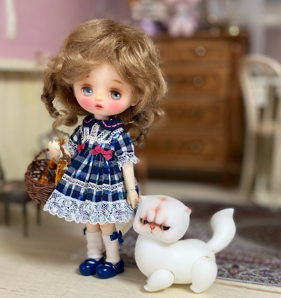 1/12サイズ 薔薇チェックワンピース