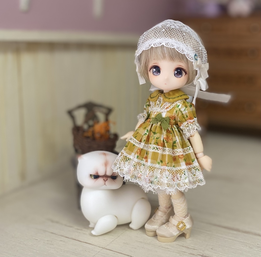 1/12サイズ 薔薇チェックワンピース