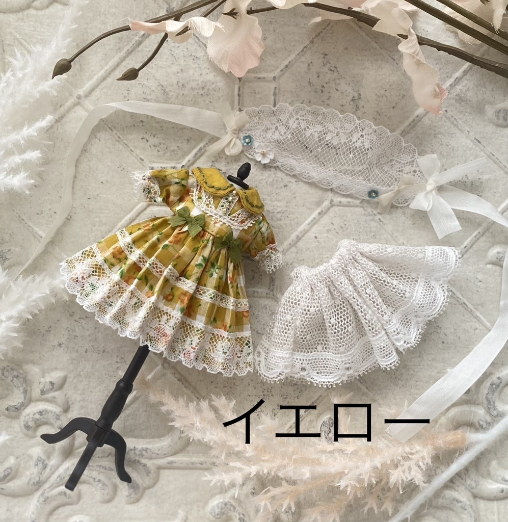 1/12サイズ 薔薇チェックワンピース