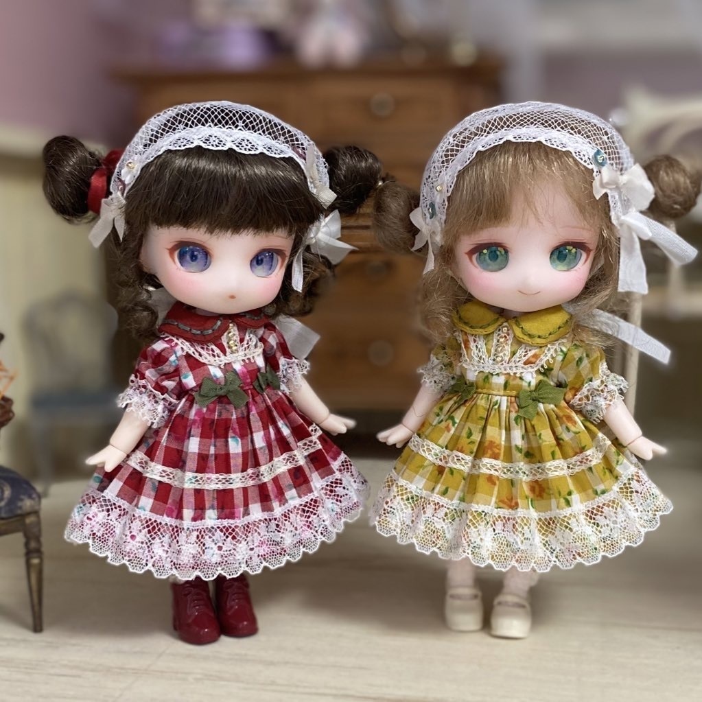 1/12サイズ 薔薇チェックワンピース