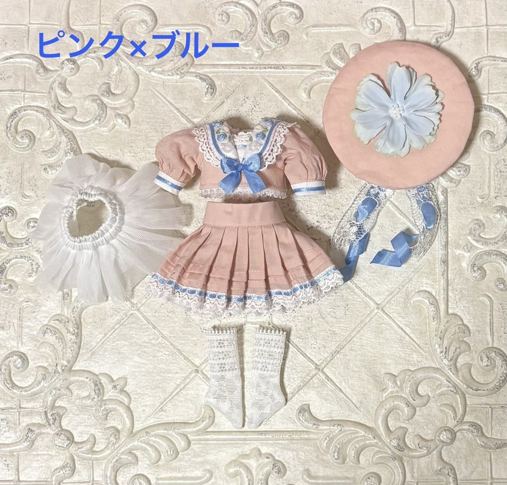 1/8サイズ 刺繍襟のセーラー風セットアップ