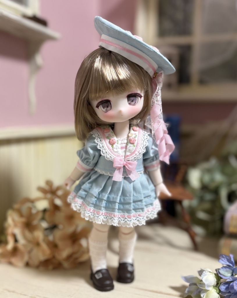1/8サイズ 刺繍襟のセーラー風セットアップ
