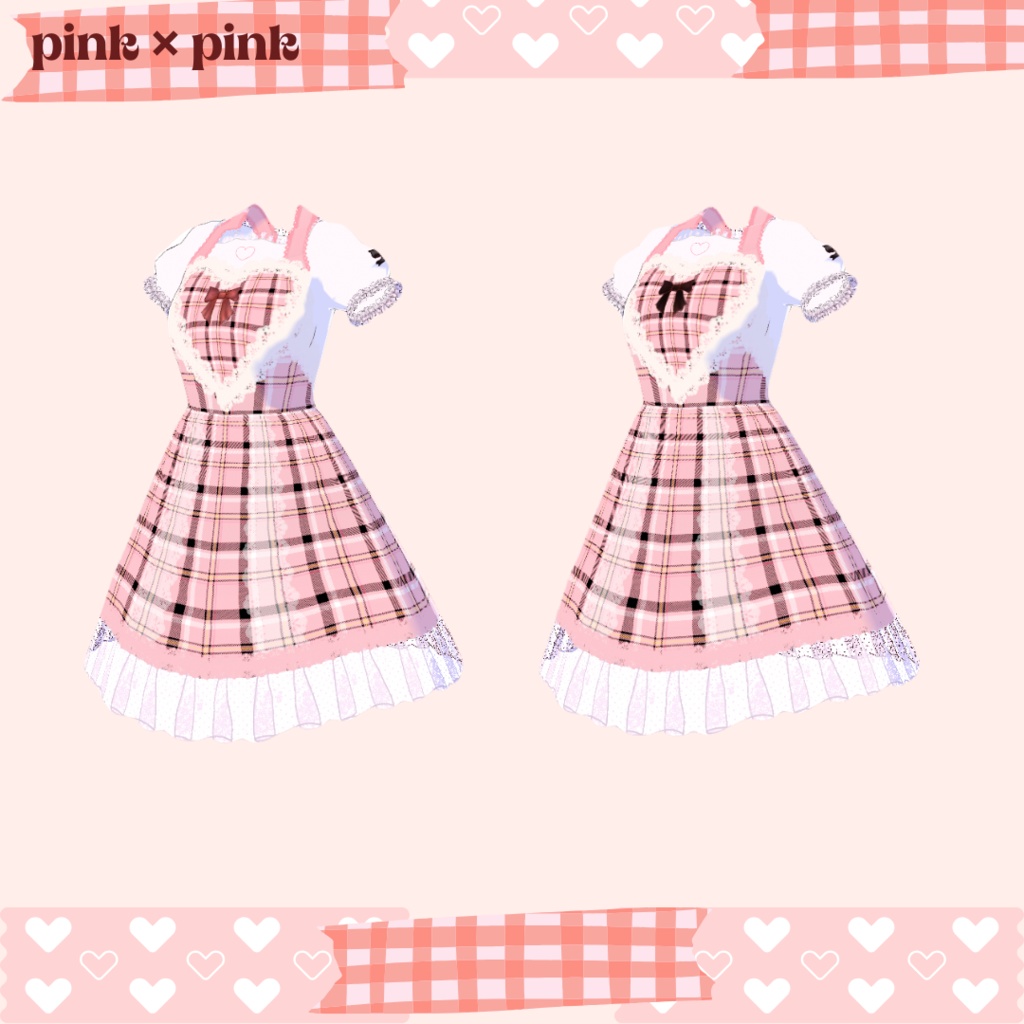 【vroid】ハートエプロンワンピース heart apron dress
