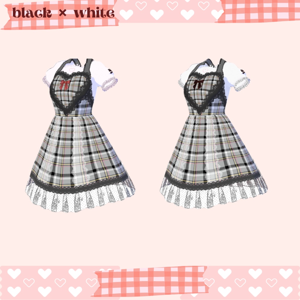 【vroid】ハートエプロンワンピース heart apron dress