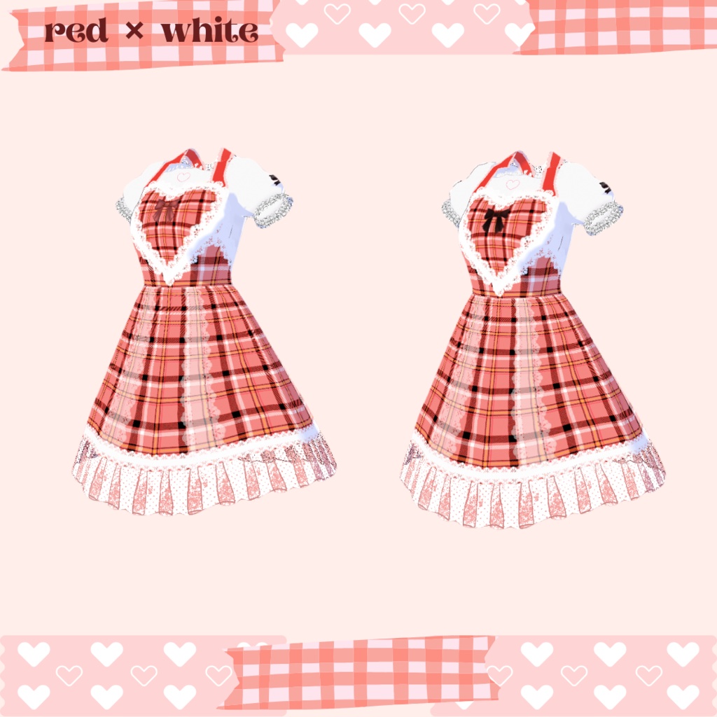 【vroid】ハートエプロンワンピース heart apron dress