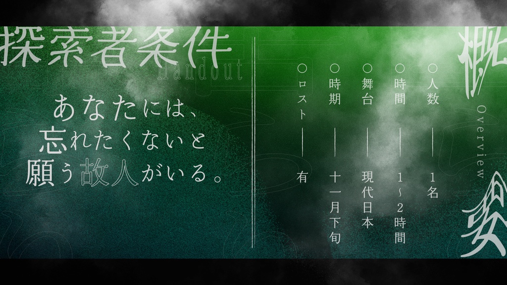 【CoC6版/7版】『幽らり、苦らり、浮らり』