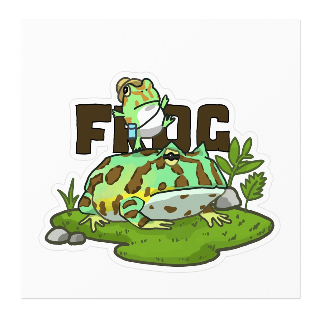 チャコガエル&ツノガエルステッカー(苔)
