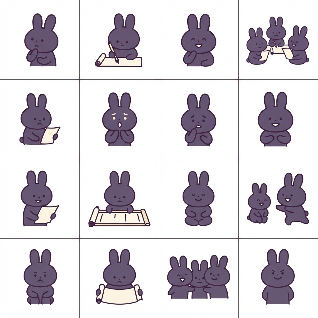 【透過PNG】連歌・句合わせうさぎイラストパック（Web・SNS素材用）