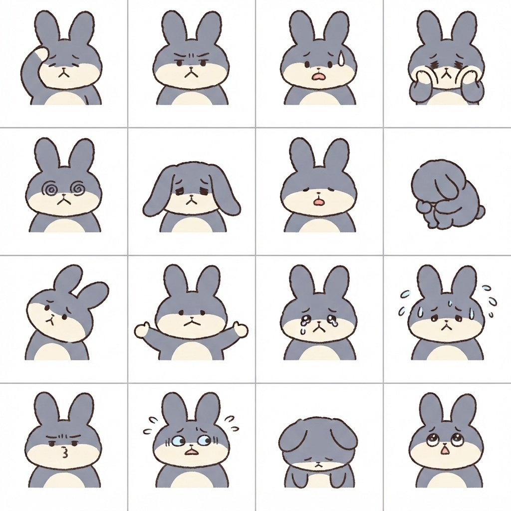 もふもふうさぎの困った・どうしようリアクション素材（16種）