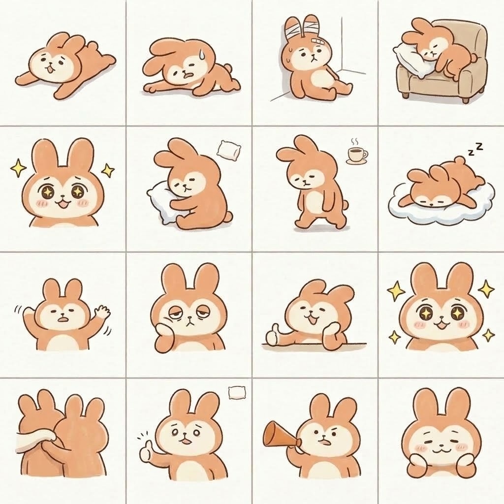 もふもふうさぎの応援・頑張ってリアクション素材（16種）
