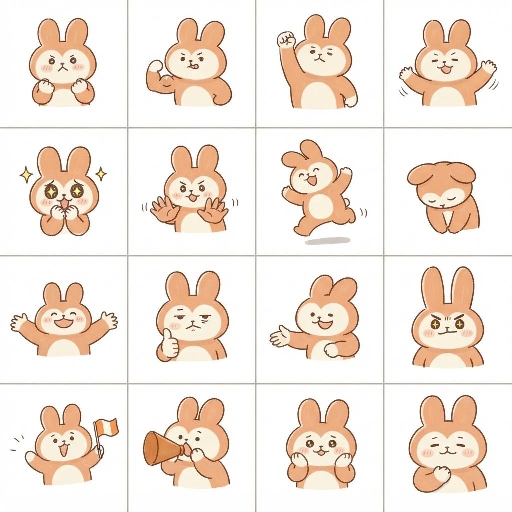 もふもふうさぎの応援・頑張ってリアクション素材（16種）2