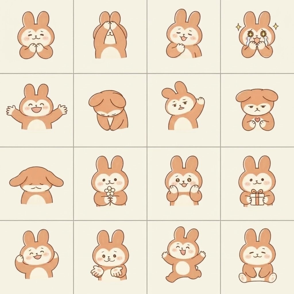 もふもふうさぎのありがとう・感謝たっぷりスタンプ素材集（16種）